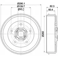 Тормозной барабан HELLA PAGID P3V4X2 613 88 8DT 355 302-501 Kia Sportage 1 (NB) Кроссовер 2.0 132 л.с. 1995 – 2002