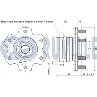 Комплект подшипника ступицы колеса RUVILLE 6K66EI Z 1440083290 221808 - Изображение 2