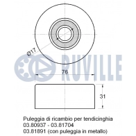 Паразитный / ведущий ролик, поликлиновой ремень RUVILLE J 6OYL 541636 1440085603 - Изображение 2