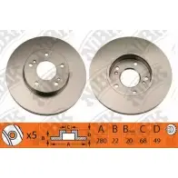 Тормозной диск NIBK RN1036 Nissan Avenir (W11) 2 Универсал 2.0 145 л.с. 1997 – 2001 H MHSK6 4582409053710