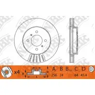 Тормозной диск NIBK RN1222 F9 76P Mitsubishi Lancer 9 (CS3A) Седан 2.0 GDi 125 л.с. 2003 – 2013 4582409054434