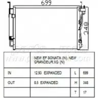 Радиатор кондиционера PARTS-MALL PXNCA-070 BVFG F QFYLP Hyundai Sonata (EF) 4 Седан 2.5 V6 24V 160 л.с. 1998 – 2001