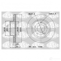 Тормозной диск SASIC 8 SFN2 3660872353269 9004825J Ford Mondeo 3 (GE, B5Y) Хэтчбек 2.0 TDCi 130 л.с. 2001 – 2007