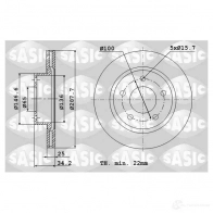 Тормозной диск SASIC 9004880J Volkswagen Golf 4 (1J5) Универсал 1.9 TDI 130 л.с. 2000 – 2006 3660872329769 PPY 42CK