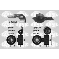 Комплект ремня ГРМ с помпой SASIC 3900042 89IY0 V Citroen DS3 1 (PF1) Хэтчбек 1.4 HDi 70 68 л.с. 2010 – 2015