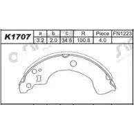 Тормозные колодки, комплект ASIMCO 4279163 32W UX K1707 JNBEB3