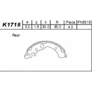 Тормозные колодки, комплект ASIMCO 5U C4QF K1718 PSL9G 4279165