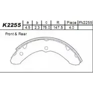 Тормозные колодки, комплект ASIMCO K2255 EGUAVTD 4279213 7 LSCF