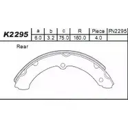 Тормозные колодки, комплект ASIMCO K2295 9YTX432 PF6Q97 Y 4279219