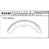 Тормозные колодки, комплект ASIMCO K2496 LOHPA BR M6SH 4279233