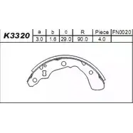 Тормозные колодки, комплект ASIMCO K3320 YI0 DU 4279287 IU8GT