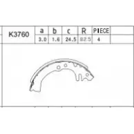 Тормозные колодки, комплект ASIMCO K3760 ZG4 2WW YX712 4279346