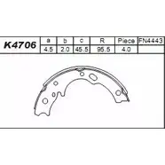 Тормозные колодки, комплект ASIMCO Y4B 0Q4 K4706 4279392 4KKFU9U