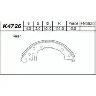 Тормозные колодки, комплект ASIMCO K4726 PRE4ZMM SR6Q 9YM 4279408