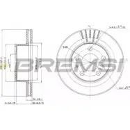 Тормозной диск BREMSI DBA174V 657M6 B5DN W8K 4302002