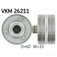 Паразитный ролик ремня ГРМ SKF Renault Espace (JS63) 2 Минивэн 2.1 TD (J633. J634. J/S635. J/S63D) 88 л.с. 1991 – 1996 7316570041620 YHLQ U VKM 26211