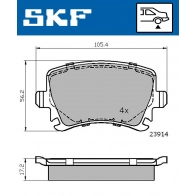 Тормозные колодки дисковые, комплект SKF VKBP 90014 Audi A4 (B7) 3 Кабриолет 2.0 Tdi 136 л.с. 2006 – 2009 A5V OAT