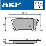 Тормозные колодки дисковые, комплект SKF Lexus RX (XU30) 2 Внедорожник 3.3 400h (MHU38) 272 л.с. 2005 – 2008 VKBP 90615 ORDJN Z