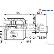 Шрус наружный 22x55x25 AMIWA Z7 D65 WQ6GKQG 24-21-1918 1422491837 - Изображение 2