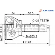 Шрус наружный 21x53.2X25 AMIWA 1422491842 1POTOY G GE4X4I 24-21-1925 - Изображение 2
