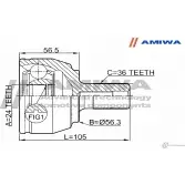 Шрус наружный 24x56.3X36 AMIWA 1422492257 24-21-1938 YH79WI NWMGG0 O - Изображение 2