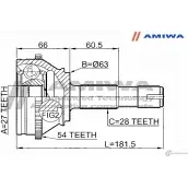 Шрус наружный 27x63x28 AMIWA 24-21-1940 AP2OG LBAAV KQ 1422491849 - Изображение 2