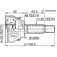 Шрус наружный 25x58x26 AMIWA 1422493061 24-21-1948 P KDUUB MD40XDA - Изображение 2
