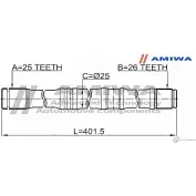 Полуось левая 26x402x25 (1az-fse) AMIWA XOIITT 24-35-001 FO 6TVNW 1422492499 - Изображение 2