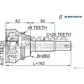 Шрус наружный 27x63.3X26 AMIWA 2VRBGAO 1422492357 HEJG3K 0 24-35-944 - Изображение 2
