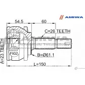 Шрус наружный 23x61x26 AMIWA K 1UOB K60TW 24-35-950 1422492699 - Изображение 2