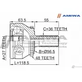 Шрус наружный 27x56.5X36 AMIWA N3RDL ZH AQQX 24-37-945 1422492358 - Изображение 2
