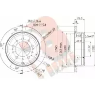 Тормозной диск R BRAKE 78RBD21269 G 0T57T Toyota Land Cruiser (J200) 8 Внедорожник 5.7 V8 (URJ200) 364 л.с. 2011 – 2024 RPXAQ42