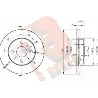 Тормозной диск R BRAKE S PIJGG9 Toyota Yaris (XP10) 1 Хэтчбек 1.0 (SCP10) 65 л.с. 2003 – 2005 78RBD22020 FGDCS