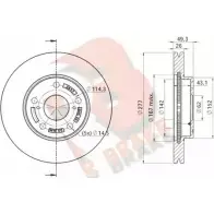 Тормозной диск R BRAKE 67LJ4 W48 DYG Toyota Auris (E180) 2 Универсал 1.4 D 4D (NDE180) 90 л.с. 2013 – 2025 78RBD22897