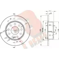 Тормозной диск R BRAKE WS7P YQ 78RBD25616 UB0IDW Skoda Octavia (A7, 5E5) 3 Универсал 1.8 TSI 4x4 180 л.с. 2012 – 2025
