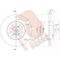 Тормозной диск R BRAKE AXTNE 37 78RBD26095 A3Y9AO Skoda Octavia (A7, 5E5) 3 Универсал 1.8 TSI 4x4 180 л.с. 2012 – 2025