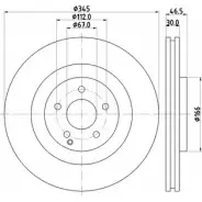 Тормозной диск HELLA 8DD 355 110-112 1193337232 5423 6PRO_HC_NA J8OFKGM