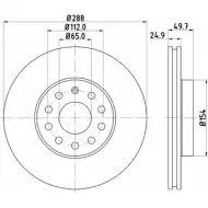 Тормозной диск HELLA D9PZUTM 1193338780 542 08-A1 8DD 355 123-531