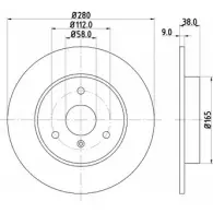 Тормозной диск HELLA O5OLZUA 8DD 355 124-001 1193338827 502 60-A1