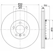 Тормозной диск MINTEX Bmw 2 (F22) 1 Купе 3.0 M 235 i 320 л.с. 2014 – наст. время 98200 2649 0 1 MDCB2571 98200 2649