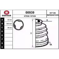 Комплект пылника, приводной вал SNRA 1194328390 KT939 00939 KT23 9