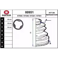 Комплект пылника, приводной вал SNRA KT25 1 00951 KT951 1194328410
