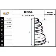 Комплект пылника, приводной вал SNRA KT954 1194328416 00954 KT 254