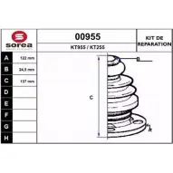 Комплект пылника, приводной вал SNRA KT2 55 1194328418 00955 KT955