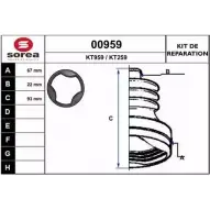 Комплект пылника, приводной вал SNRA KT2 59 KT959 00959 1194328426