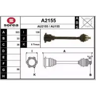 Приводной вал SNRA AU2155 A2155 AU 155 Audi 80 (B4, 8C5) 4 Универсал 2.3 E 133 л.с. 1992 – 1996