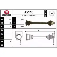 Приводной вал SNRA AU 156 AU2156 Audi 80 (B4, 8C5) 4 Универсал 2.3 E 133 л.с. 1992 – 1996 A2156