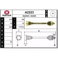 Приводной вал SNRA A U2223 AU223 Audi A6 (C4) 1 Универсал 2.6 Quattro 150 л.с. 1994 – 1997 A2223