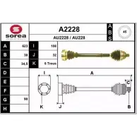 Приводной вал SNRA AU228 A2228 A U2228 Audi A6 (C4) 1 Универсал 2.6 Quattro 150 л.с. 1994 – 1997