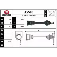 Приводной вал SNRA AU258 0 A2580 AU580 Audi A5 (8TA) 1 Спортбек 2.0 Tdi 177 л.с. 2011 – 2017